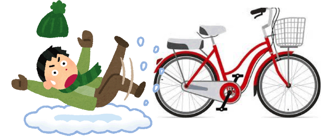 自転車と転んでいる画像